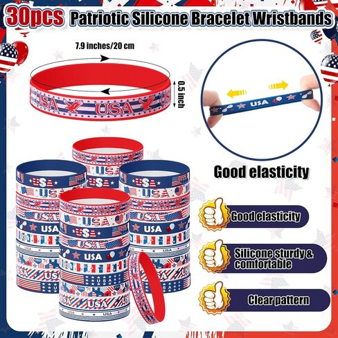 VioraWhite 90 Pcs 4th of July Favors Set Star Sunglasses Patriotic Silicone Bracelet Wristbands American Flag Slap Bracelets for Independence Day Party Favors in Kuwait
