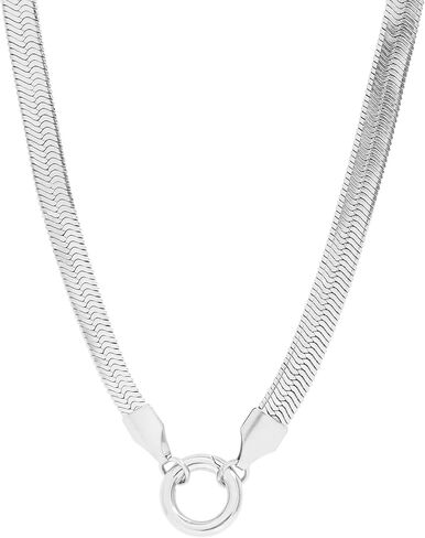 Destin Jewelry 18K Gold Plated Herringbone Necklace for Women and Men, Waterproof Flat Snake Chain, Stainless Steel Non Tarnish Layering Necklace in Saudi Arabia