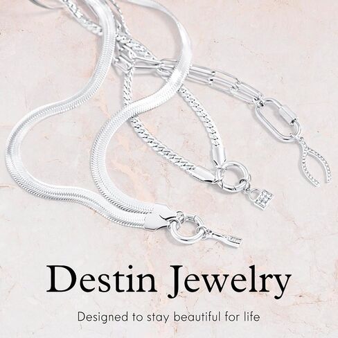 Destin Jewelry 18K Gold Plated Herringbone Necklace for Women and Men, Waterproof Flat Snake Chain, Stainless Steel Non Tarnish Layering Necklace in Saudi Arabia