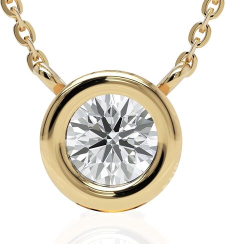 Elegant 14k Diamond Solitaire Necklace - Adjustable, Dainty Bezel Set with G Color VS-SI Clarity Diamonds, Suitable for Women in Kuwait