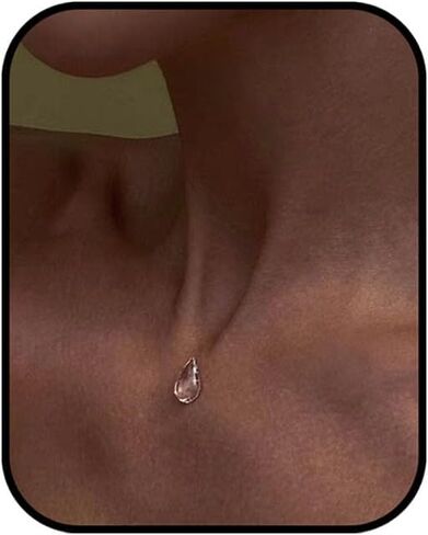 Water Drop Crystal Necklace for Women Simple Clear Minimalist Pendant Necklace Dew Drop Fashion Chain Choker Jewelry Gifts for Women in Saudi Arabia
