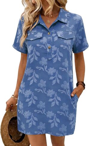 Bsubseach Swimsuit Coverup for Women 2026 Short Sleeve Summer Floral Beach Cover Up Shirt Boho Dress with Pockets in Kuwait