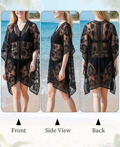 2 Pcs Lace Beach Cover up for Women, V-Neck Sexy Bathing Suit Swimwear for Seaside, Poolside and Party in Saudi Arabia