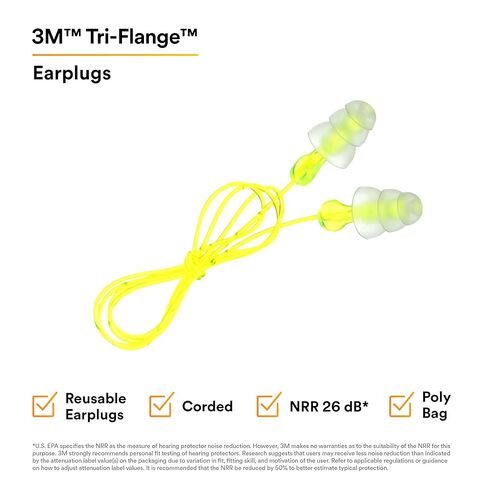 3M Tri-Flange Corded Earplugs in Small Pack VP-P3000 in Saudi Arabia