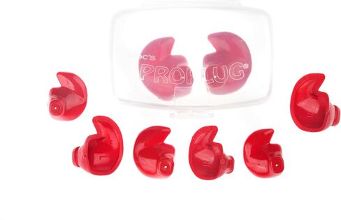 Doc’s Proplugs Combo Pack – Youth (Ages 6–17) – Vented – RED – Includes Case | 4 Sizes in One Pack | Reusable Earplugs for Surfing, Swimming, Diving & More | Blocks Water & Noise | Made in USA in Kuwait