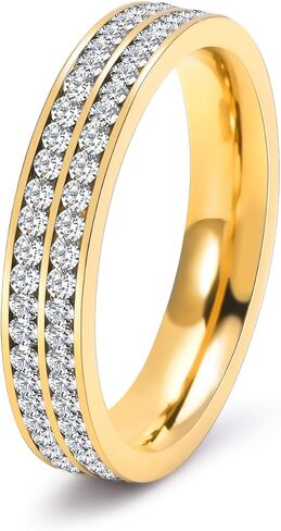 Women's Eternity Band Cubic Zirconia Titanium Stackable Ring Comfort Fit Promise Ring Size 5-10 in Saudi Arabia