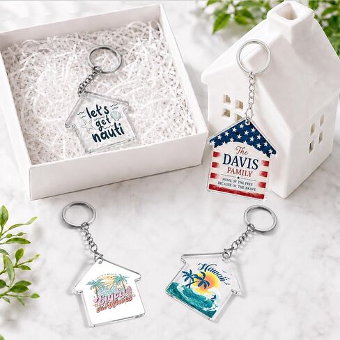 Custom Home Keychains Bulk,Pack of 20-300 Acrylic House Keychain with Your Personalized Logo/Text/Photo,New Home Key Chains Gift for Realtor,Real Estate,Branding,Housewarming in Saudi Arabia