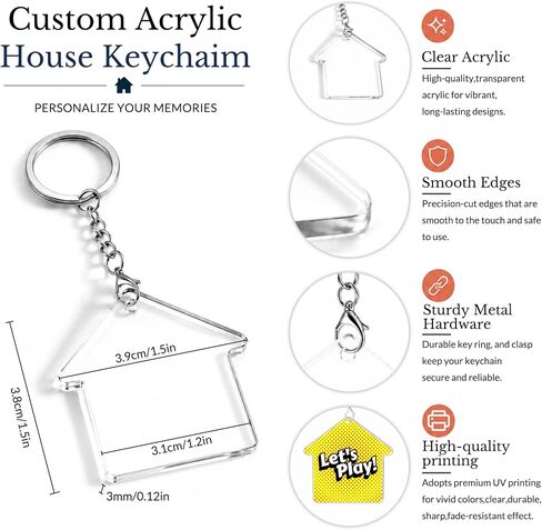Custom Home Keychains Bulk,Pack of 20-300 Acrylic House Keychain with Your Personalized Logo/Text/Photo,New Home Key Chains Gift for Realtor,Real Estate,Branding,Housewarming in Saudi Arabia