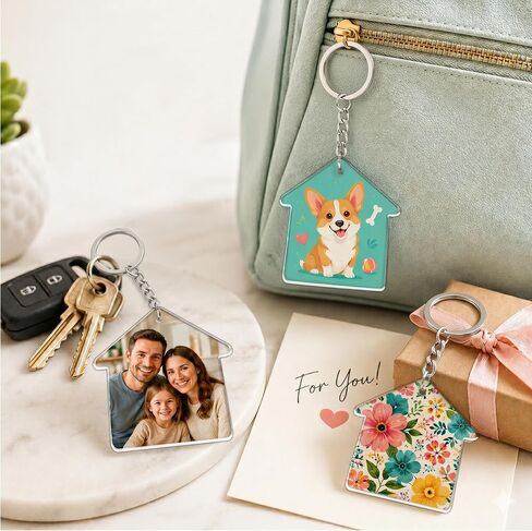 Custom Home Keychains Bulk,Pack of 20-300 Acrylic House Keychain with Your Personalized Logo/Text/Photo,New Home Key Chains Gift for Realtor,Real Estate,Branding,Housewarming in Saudi Arabia
