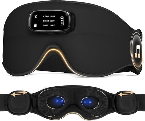 LC-dolida Pro Bluetooth Sleep Mask with White Noise & 3-Colored Lights, Upgraded Chip for Pure Sound, 3D Zero-Pressure Design for Side Sleeping, Total Blackout & Soft Contour, Black in Saudi Arabia