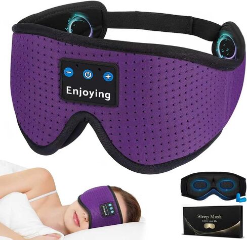 Sleep Headphones, Sleep Mask Bluetooth Wireless Music Eye Mask, Mask with Bluetooth Headphones Ultra-Thin Stereo Speakers Perfect for Sleeping (Purple) in Saudi Arabia