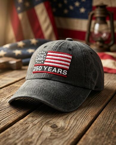 250th Anniversary USA Patriotic Hat, Adjustable Embroidered American Flag Baseball Cap for Men Women, Black in Saudi Arabia