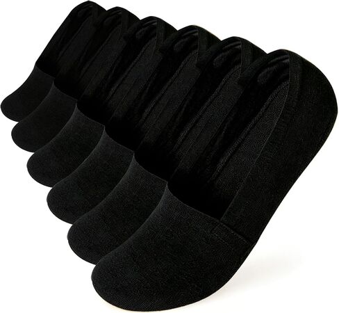 Caudblor Men's No Show Socks, 95% Combed Cotton, Invisible Low Cut Socks for Loafers, Non-Slip Grip Reinforced Toe, 6 Pairs in Saudi Arabia