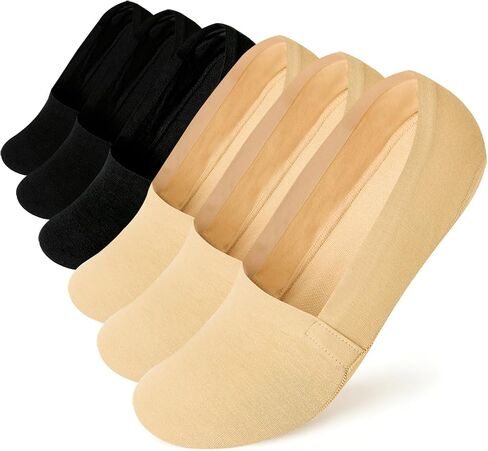 Caudblor Men's No Show Socks, 95% Combed Cotton, Invisible Low Cut Socks for Loafers, Non-Slip Grip Reinforced Toe, 6 Pairs in Saudi Arabia