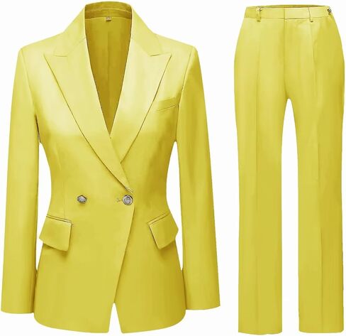 YUVUXE Women's Classic Fit Pink Solid Polyester Business Suit Set - Blazer & Pants - Working Women, Business Professionals in Saudi Arabia