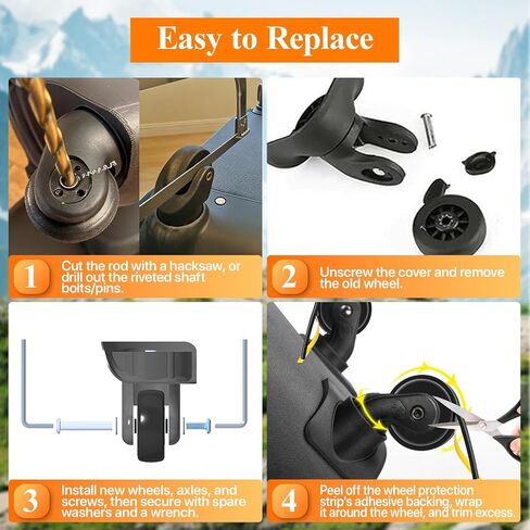 4 Sets Luggage Wheels Replacement Kit - Compatible with Samsonite and Other Inline Skate & Swivel Caster Wheel Suitcase 50mm, Silent Inline wheels Repair Parts with Bearings & Wrench in Saudi Arabia