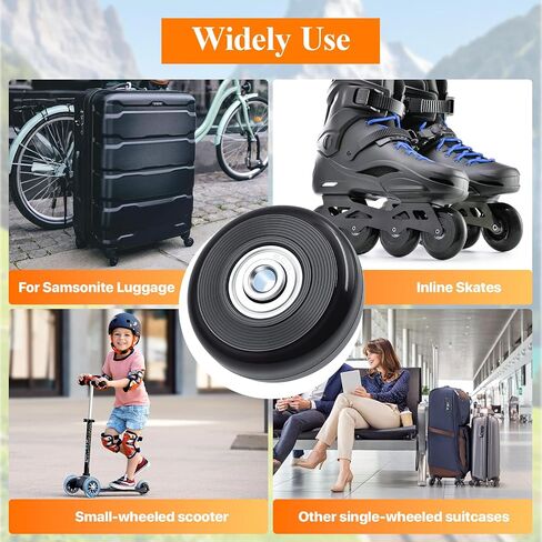 4 Sets Luggage Wheels Replacement Kit - Compatible with Samsonite and Other Inline Skate & Swivel Caster Wheel Suitcase 50mm, Silent Inline wheels Repair Parts with Bearings & Wrench in Saudi Arabia