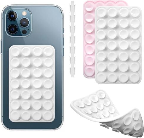 Silicone Double-Sided Suction Phone Grip Detachable Mount - Car Dashboard/Shower Phone Holder, Hands-Free For Selfies & Videos, TikTok/ASMR/Yoga - iphone & Android Compatible (3.74"x2.2", Baby Pink) in Saudi Arabia