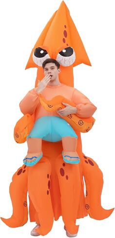 JASHKE Inflatable Squid Costume Adult Funny Squid Halloween Costumes Full Body Blow up Costumes for Men Women Cosplay Party in Saudi Arabia