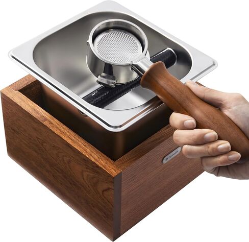 walnut spresso knock box called coffee knock box made of Sturdy wood and easy-clean stainless steel knockbox the espresso dump box Avoid coffee grounds splashing in Kuwait