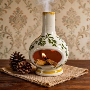 MOUGIGI Palo Santo Burner with Chimney-Unique Ceramic Incense Holder for Sage and Cones-Retro Ice Crackle Design-Perfect for Meditation,Yoga, Home Decor-Ideal Gift for Aromatherapy Lovers in Saudi Arabia