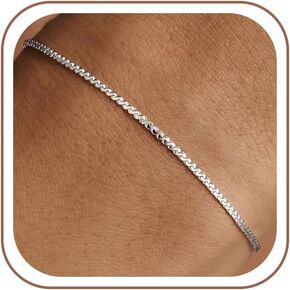925 Sterling Silver Bracelet - Serpentine Chain Bracelet Delicate Gift for Women Wife Her, Size: 6.5 7 7.5 8 Inches in Saudi Arabia