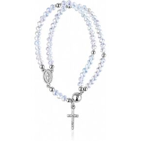 Grace & Faith: Handmade Rosary God Beads Bracelet Virgin Mary Cross Double Layer Chain Crucifix Religious Christian Faith Jewelry in Saudi Arabia