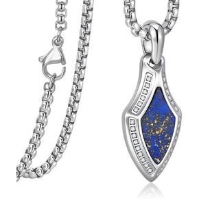 Compass Necklace for Men-Stainless Steel Inlay Natural Stone Pendant Necklaces with 23.5'' Box Chain,Inspirational High School College Travel Jewelry Gift for Graduate Son Grandson Boyfriend Nephew in Saudi Arabia