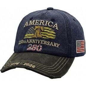 250th Anniversary USA Hat, Patriotic Theme 1776-2026 Commemorative Baseball Cap, Tribute Hat, Liberty Bell, Red in Saudi Arabia