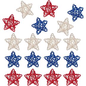 Avxdbr 18 Pcs 4th of July Patriotic Rattan Star Decorations Red White and Blue Stars Decor for Independence Day Memorial Day Home Table Decor Vase Fillers DIY Craft Supplies in Saudi Arabia