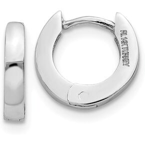 14k White Gold Polished Hinged Hoop Huggie Earrings (6mm x 2mm) in Saudi Arabia