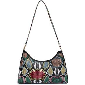 Colourful Shoulder Bag for Women,Multicolor Snake Pattern Hobo Purses Tote Handbags Clutch Underarm Purse with Zipper Closure in Saudi Arabia