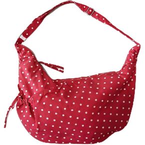 Polka Dot Crescent Shoulder Bag, Red and White, Adjustable Strap, Zipper Closure, Casual Hobo Style in Saudi Arabia