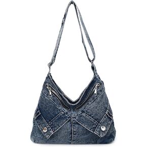 Denim Crossbody Bags for Women Jean Purse Hobo Denim Shoulder Bag Large Capacity Jean Handbag in Saudi Arabia