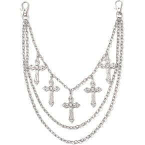YOJO Punk Jean Chains for Men Women, 3-Layer Gothic Cross Pants Chain, Wallet Chain for Hip Hop Rock Style, Halloween Jewelry Clothing Accessories in Saudi Arabia