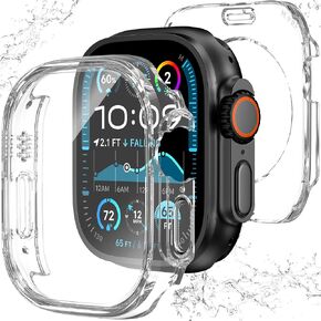 3 in 1 Waterproof Case for Apple Watch Series 10 Screen Protector 46mm Accessories Built-in Tempered Glass Film, Front and Back PC Bumper 360° Protective Face Cover Compatible iWatch 46mm in Saudi Arabia