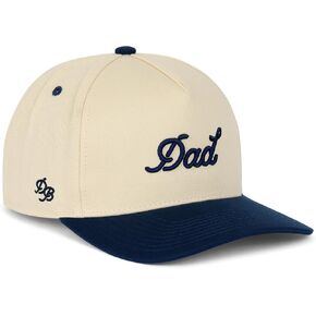 قبعة Snapback منظمة من Dad للرجال - شعار مطرز منتفخ ثلاثي الأبعاد، كريمي وكحلي، إغلاق سريع قابل للتعديل، قبعة عالية الجودة مكونة من 5 ألواح - قبعة هدية مضحكة للأب in Kuwait
