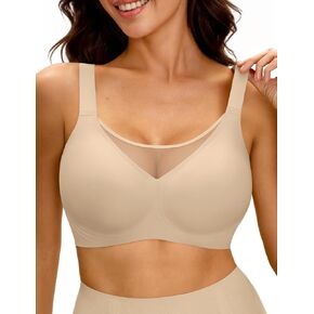 LUCKMEEY Jelly Bras for Women No Underwire Wireless Bras Removable Wide Straps (U/Cross) Push Up Mesh Seamless T-Shirt Bra in Saudi Arabia