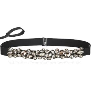 Adjustable Belt Women Rhinestone Belts Crystal Sparkly Dress Belt Thin Elastic Waist Belts for dressy Lady in Saudi Arabia
