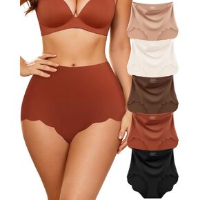 High Waisted Seamless Underwear for Women Tagless No Show Panties Full Coverage Breathable Postpartum Briefs 5pack in Kuwait