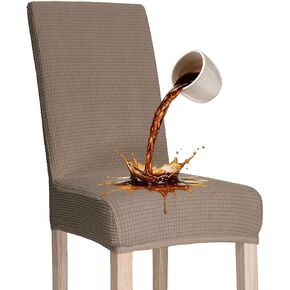 Waterproof Dining Chair Covers, Heavyweight Stretch Jacquard Chair Slipcovers Removable and Washable Chair Covers Seat Parson Chair Slipcover for Dining Room and Kitchen (Gray, Set of 6) in Saudi Arabia