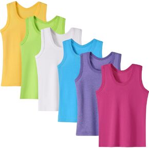 Girls Tank Tops 6 Pack, 100% Cotton Sleeveless Undershirts for Girls Ages 2-10, Solid Color Basic Layering Tanks in Saudi Arabia