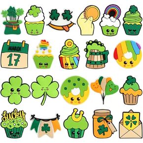 Lucky 4-Leaf Clover Shoe Charms for Girls, 20-Pack St. Patrick's Day Charms for Kids' Shoes, Assorted Lucky Clover Shoe Decorations, Bring Luck with Every Step in Saudi Arabia