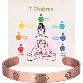 7 Chakra Bracelet for Anxiety Relief, 100% Solid Pure Copper Bracelet, Handmade Hammered Tibetan Cuff Bangle, Healing Meditation Jewelry Gift for Women, Anxiety Relief in Saudi Arabia