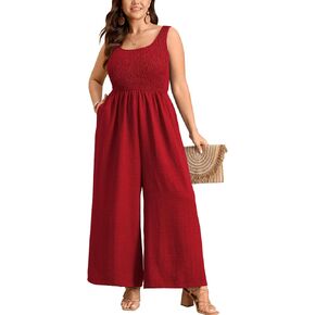 CICIDUDU Plus Size Jumpsuit for Curvy Women Dressy Sleeveless Casual Summer Rompers Overalls Wide Long Pant with Pockets in Saudi Arabia