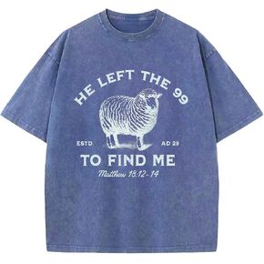 Tuislay Boys Christian Graphic Tees Oversized Jesus Shirts for Kids He Left The 99 to Find Me Shirt God Faith Acid Wash Tops in Saudi Arabia