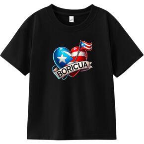 Kids Puerto Rico Shirt Boys Girls Toddlers, Coqui Flag Boricua Heart Tee, 3T-7T Combed Cotton Spandex in Saudi Arabia