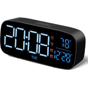 Digital Alarm Clock for Bedroom,Dimmer with Temperature Calendar, 13 Sounds Adjustable Volume, Weekday/Weekend Mode, Snooze, 12/24H Display for Bedrooms Heavy Sleepers Kids Bathroom in Saudi Arabia