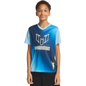 Messi Boys' Lifestyle Short Sleeve Top, Loose-fit Shirt with Logo, Comfortable, All-Day Wear in Saudi Arabia
