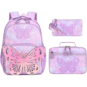 Kids Backpack for Girls, 3Pcs Butterfly Wings School Backpacks Lunch Box Pencil Case Preschool Lightweight for Girls Age 4-6 (pink) in Saudi Arabia